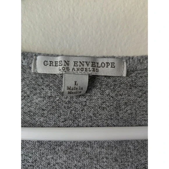 Green Envelope Los Angeles V-Neck Long Sleeve Top With Ruffle Waist Gray‎ Size L - Picture 3 of 3